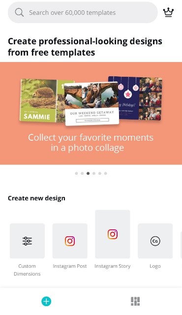 Canva app design options library