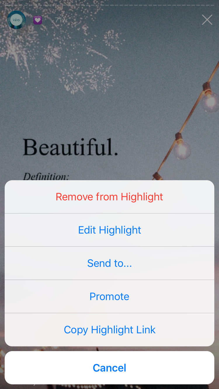 editing Instagram highlight
