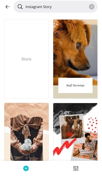 Canva app Instagram story templates